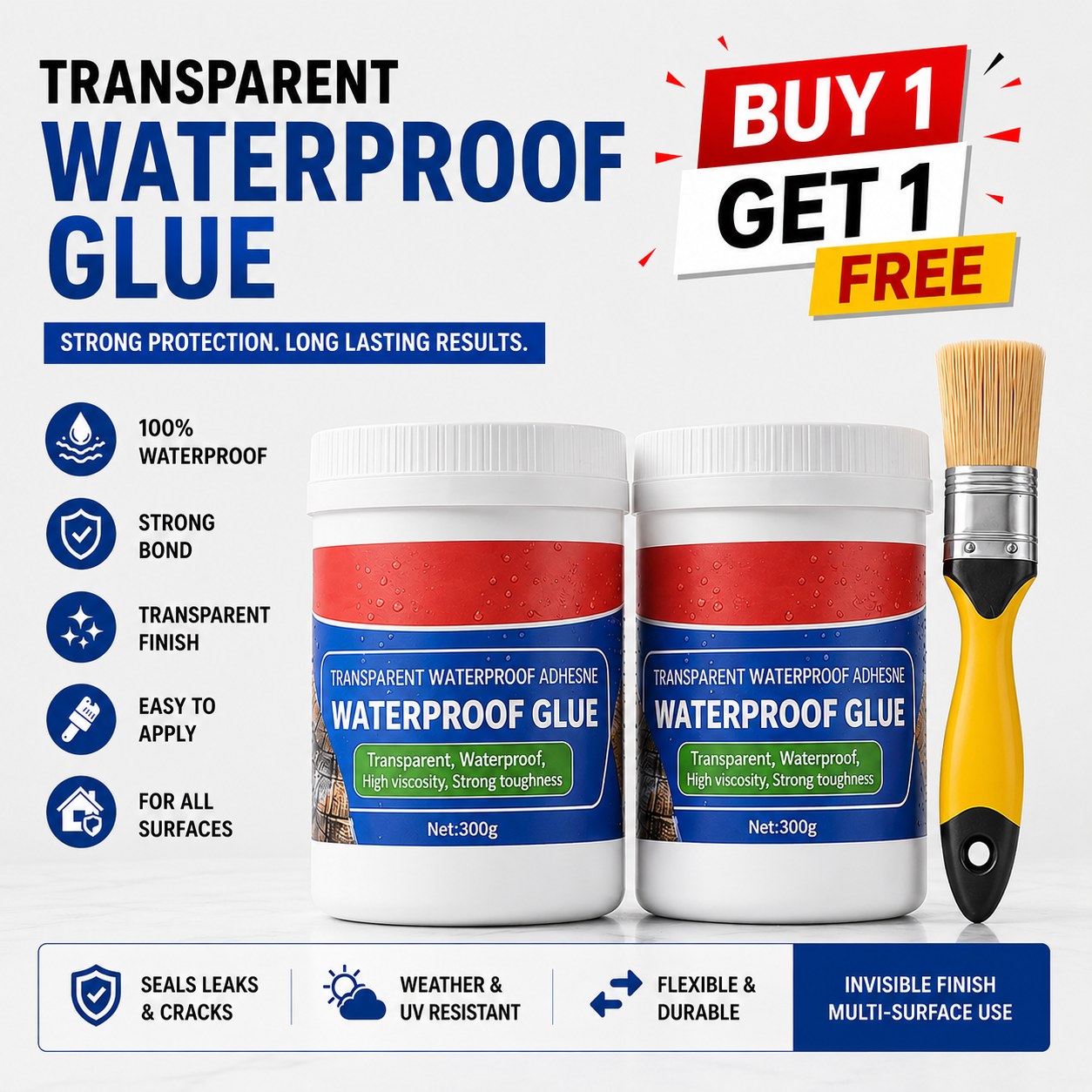 Umiora AquaShield™ Transparent Waterproof Glue (300g) | Buy 1 Get 1 FREE